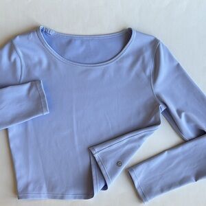 Lululemon Ever Elated Blue Cropped Performance Long Sleeve Top‎ Women’s 6